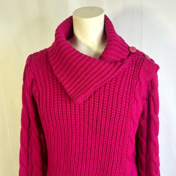 SPANNER VINTAGE PINK WOOL SWEATER JACKET 2 in 1 SWEATER DRESS CHUNKY SWEATER - Picture 9 of 16